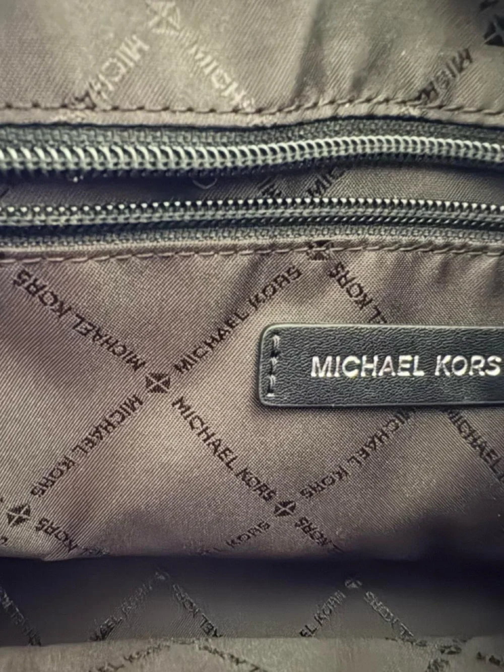 Michael Kors Black Leather Satchel with Signature Charm